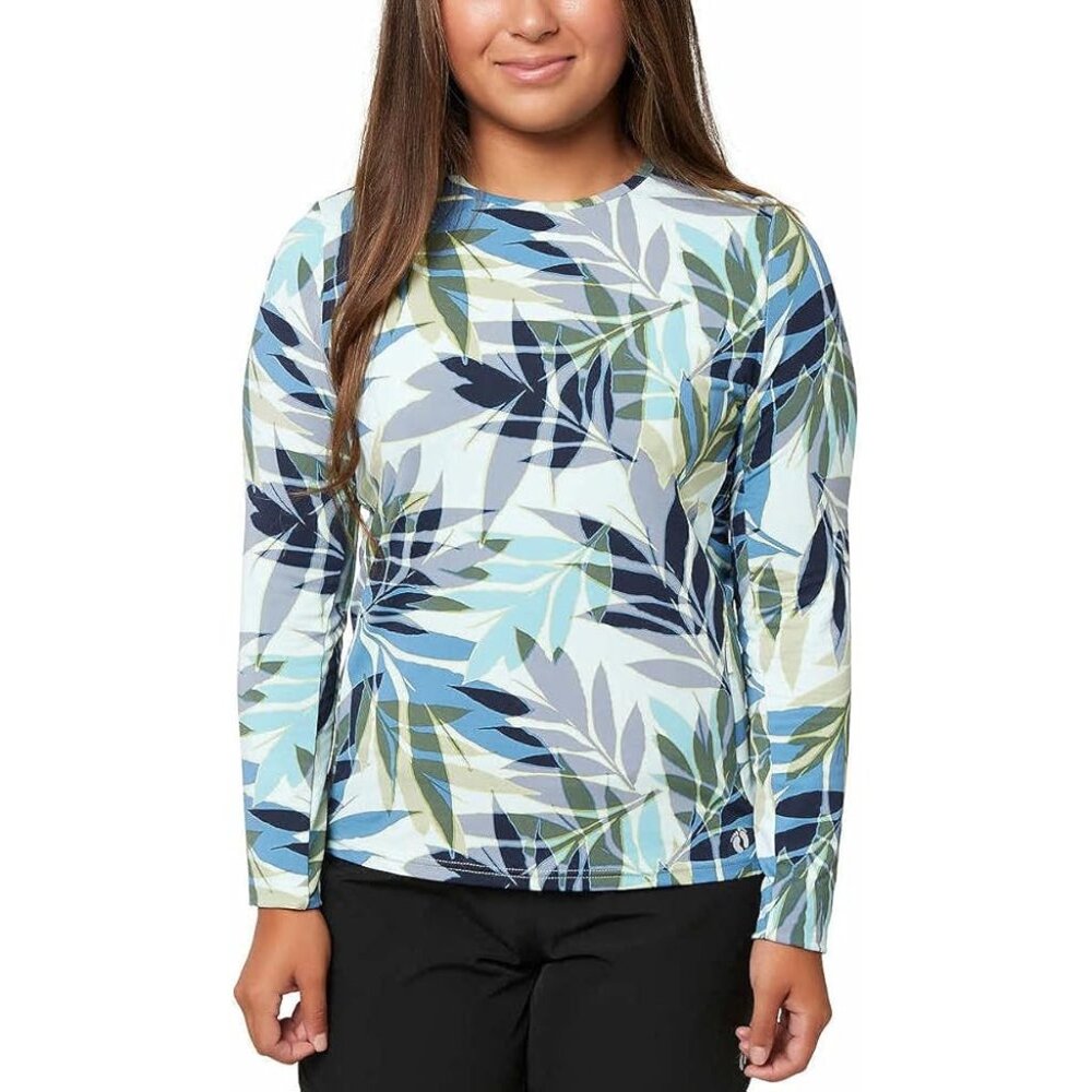 HANG TEN Rashguard Mint Leaf UV Protection Long Sleeve Swim Shirt Womens Small